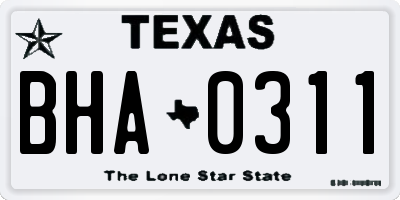 TX license plate BHA0311