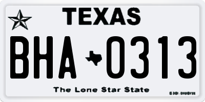 TX license plate BHA0313