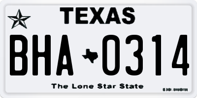 TX license plate BHA0314