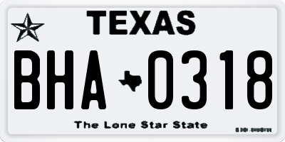 TX license plate BHA0318