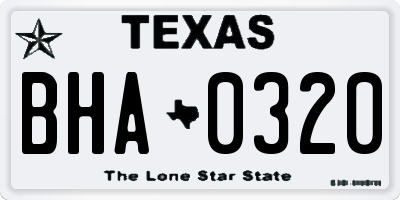 TX license plate BHA0320