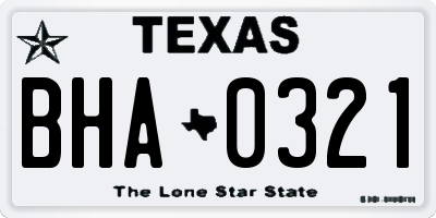 TX license plate BHA0321