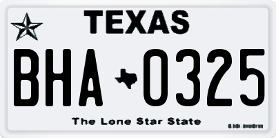 TX license plate BHA0325