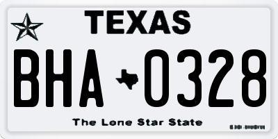 TX license plate BHA0328