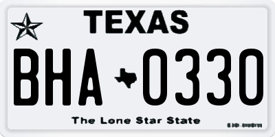 TX license plate BHA0330