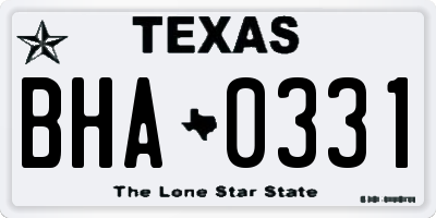 TX license plate BHA0331