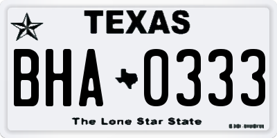 TX license plate BHA0333