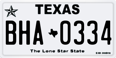TX license plate BHA0334
