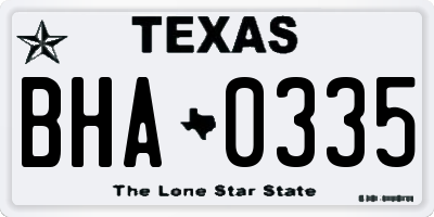 TX license plate BHA0335
