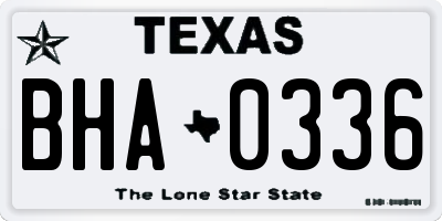 TX license plate BHA0336