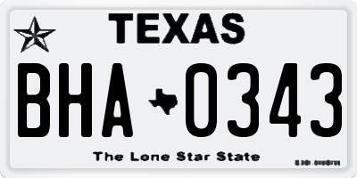 TX license plate BHA0343