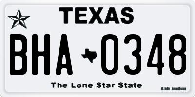 TX license plate BHA0348