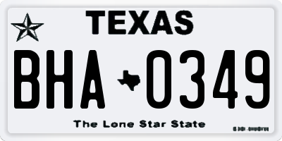TX license plate BHA0349