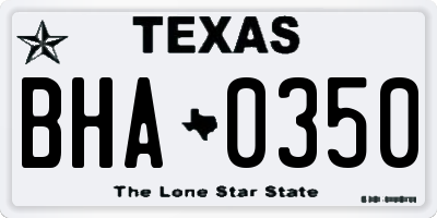 TX license plate BHA0350