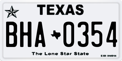 TX license plate BHA0354