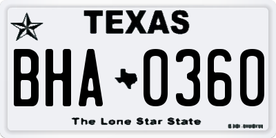 TX license plate BHA0360