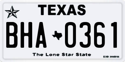 TX license plate BHA0361