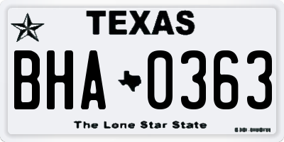 TX license plate BHA0363