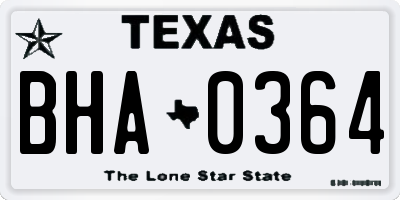 TX license plate BHA0364