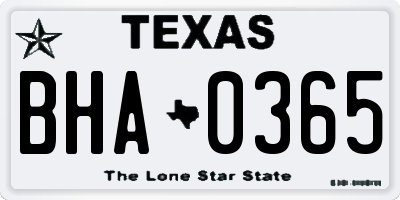 TX license plate BHA0365