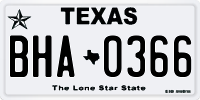 TX license plate BHA0366
