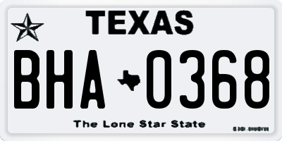TX license plate BHA0368