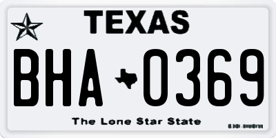 TX license plate BHA0369