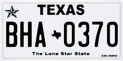 TX license plate BHA0370
