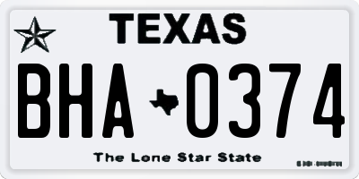TX license plate BHA0374