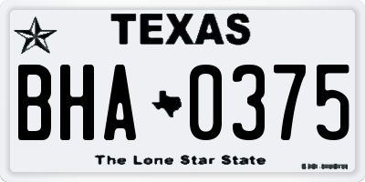 TX license plate BHA0375