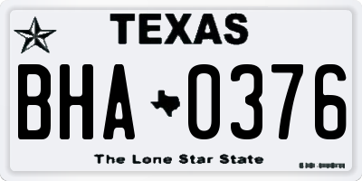 TX license plate BHA0376