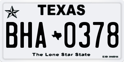 TX license plate BHA0378