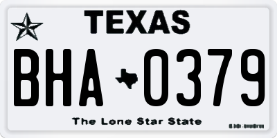 TX license plate BHA0379