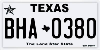 TX license plate BHA0380