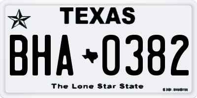 TX license plate BHA0382