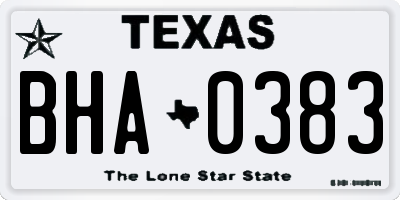 TX license plate BHA0383