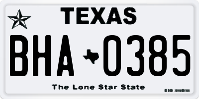 TX license plate BHA0385