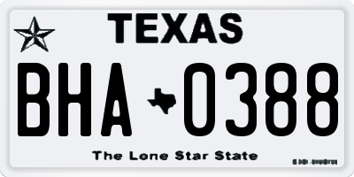 TX license plate BHA0388
