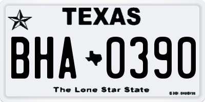 TX license plate BHA0390