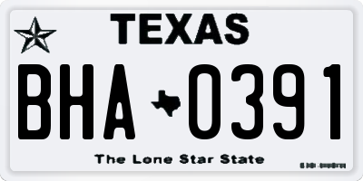 TX license plate BHA0391