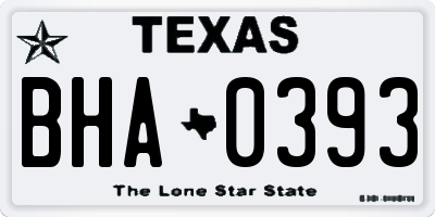 TX license plate BHA0393