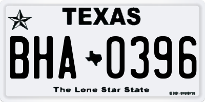 TX license plate BHA0396