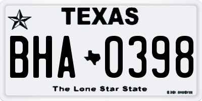 TX license plate BHA0398
