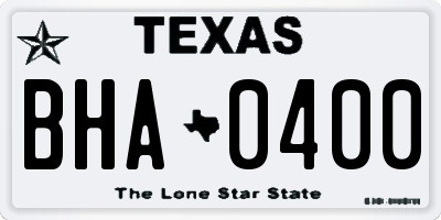 TX license plate BHA0400