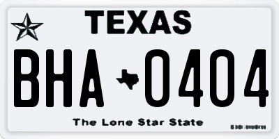 TX license plate BHA0404