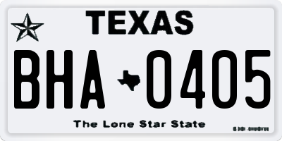 TX license plate BHA0405