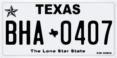 TX license plate BHA0407
