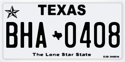 TX license plate BHA0408