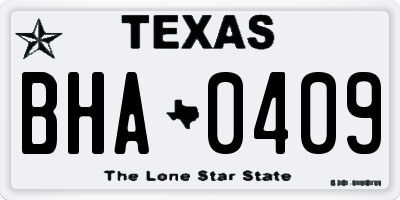 TX license plate BHA0409