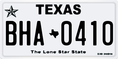 TX license plate BHA0410
